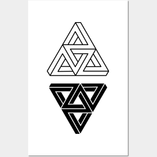 Penrose Triangles on White Posters and Art